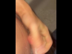 Baby Plays with diaper in shower