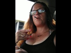 Cute Milf Smoking Cigeratte In Car