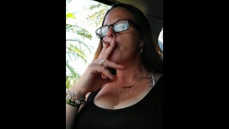 Cute Milf Smoking Cigeratte In Car