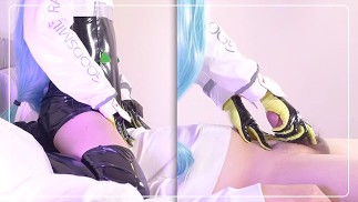 【Hatsune Miku】 💙mit Leggings, Race Queen Cosplayer, Hentai japanisches Shemale-Cosplay 8