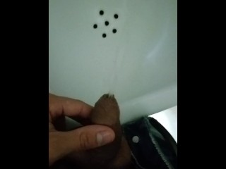 MICROPENE, DESPERATE PISSING IN PUBLIC BATHROOM, ALMOST GOT CAUGHT, CLOSE UP