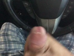Thick Cum 💦 Solo Male Masturbation In Car 💦 Big Dick POV Cum Shot Close Up