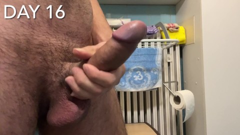 NSN No Shaving November Day 11 - 17 + Jerking off big cock and cumming in the bathroom