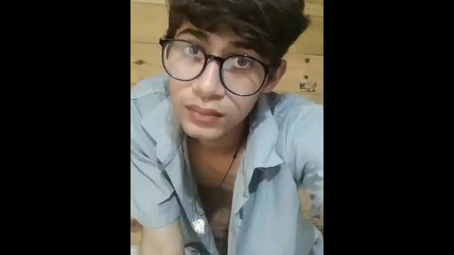 boy with glasses masturbating