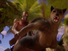 Sexy horny furry babe fucks BBC to squirt orgasm in wild life sex