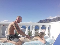 Surpise Massage While Sunbathing Naked On The Balcony