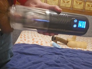 Huge Load Sprays across Bed with Jerk off Machine