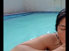 Spectacular blowjob in the pool..FACIAL ..DEEPTHROAT and more