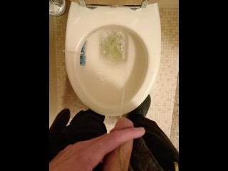 Super Long Piss with Big Cut Dick 2 Streams and my Balls Hanging out
