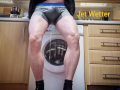 Couldn't hold it any longer! Desperately peeing in my boxers waiting for the toilet to be free