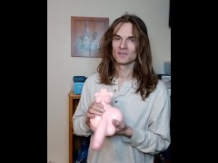 Unhinged Shenis Enjoying Himbo jerks off a futanari onahole in his mother's basement