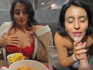 My Friend Invites me to Eat and Fucks me in the Restaurant's Bathroom!!