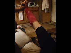 stepson removes mommy's socks slowly