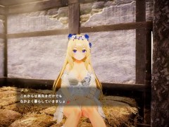 【#03 異世界樹の巫女～魔法のチカラでおさわりHやりたい放題～(体験版)実況】ツンデレの金髪巨乳女神に罵倒されながらフェラしてもらう(SLG３Dアニメーションエロゲ―) 3/16