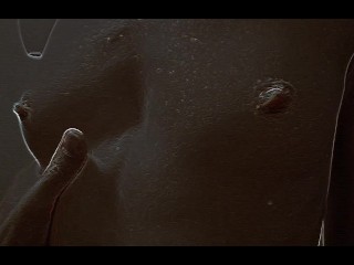 Slim Teen with Cum on Tongue. Cartoon 3D