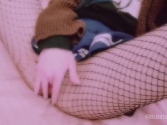 Long video touching myself in sexy fishnets and school uniform in my parents house