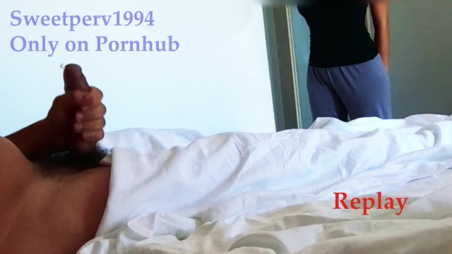 DICK FLASH: CLEANING LADY WATCHES ME CUM! Shy cute girl gets fascinated and waits til the end