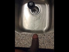 black cock Piss in Sink