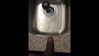 black cock Piss in Sink