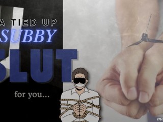 Subby WHIMPERING - 一个痴迷的男孩被绑在床上并被蒙住眼睛取悦你的pleasure