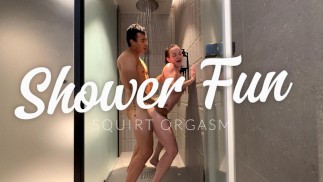 Standing Doggy & Squirt Orgasm in The Hotel Shower | Maya Mack