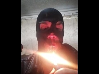 Ski Mask Smoke Wearing Black Leather Coat
