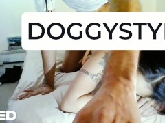 BEAUTIFUL BROWN BODY DOGGY STYLE FACING CAM
