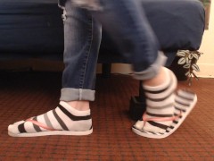 Striped Socks in Striped Flip flops