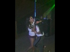 Part 2 of me and latina French kissing by the stripper pole