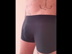 Pants parade. Trying on different underwear