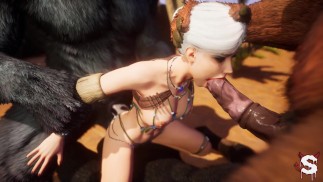 Sexy busty babe gets fucked by three huge minotaur cocks in extreme Wild Life sex