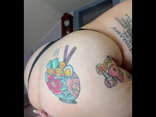 Big Booty, Tattooed, Slut Stretches her Pretty Pink Dildo with Xx Thick Dildo (POV)