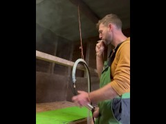 Farmer milking myself