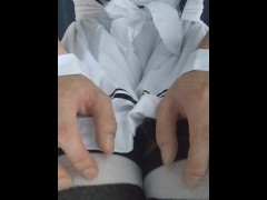 Tomgirl wearing a maid costume pees and farts...