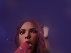 VR BJ fun with space buns girl