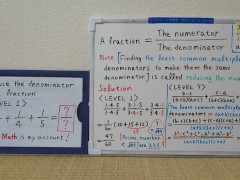 Reduce the denominator of a fraction.[JapanMath](job)