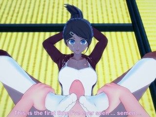 Aoi Asahina from Danganronpa gives you a Footjob Hentai POV