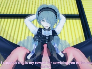 Kirumi from Danganronpa gives you a Footjob Hentai POV