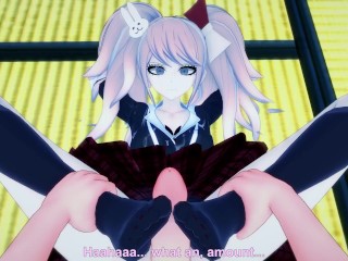 Mukuro Ikusaba Disguised as Junko from Danganronpa gives you a Footjob Hentai POV