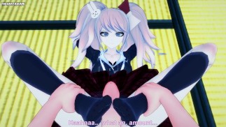 Mukuro Ikusaba disguised as Junko from Danganronpa Gives You A Footjob Hentai POV