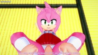 Amy Rose из Sonic дает вам хентай футджоб от первого лица