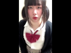 むちむちニーハイツインテ男の娘JKが臭いローファーの匂い嗅いで射精する変態オナニー 1/16