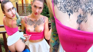 He fucked her in public park, naughty cumwalk