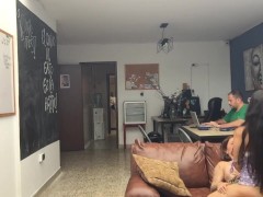 horny friends have sex in my office.