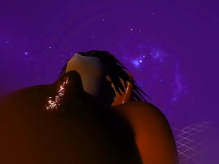 VR Sensual Nipple Play with Big Tits, Green Hair and Glasses Girl