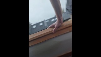 Me quickly flashing my tiny soft cock to the street at my window in the morning