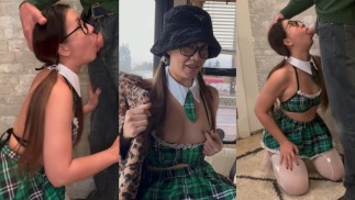 Распутная азиатская студентка, которую подвез из школы, трахается с водителем автобуса