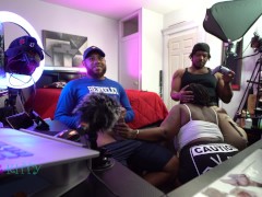Slutty ebony gets double teamed by two big dicks and gets two facials - Screenshot 1 of 16 - Kittylove