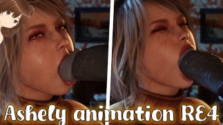 Ashley from Resident Evil 4 provokes Leon by sucking a giant black dildo (3D Animation) - Jazziuu