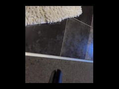 Big ass and pretty pink pussy super soaker squirt on phone and left big puddle on kitchen floor